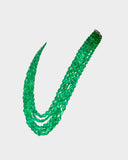 A luxurious five-layer necklace of premium emerald long beads, featuring deep, vibrant color and exceptional quality, designed to make a striking and elegant statement.(STRG326)