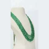 A luxurious five-layer necklace of premium emerald long beads, featuring deep, vibrant color and exceptional quality, designed to make a striking and elegant statement.(STRG326)