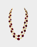 A beautiful double-line necklace featuring lustrous South Sea pearls and colourful tourmaline maniya, strung on gold wire for a timeless, graceful look. (STRG357)