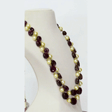 A beautiful double-line necklace featuring lustrous South Sea pearls and colourful tourmaline maniya, strung on gold wire for a timeless, graceful look. (STRG357)