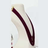 A graceful multi-layer necklace of deep red ruby beads, crafted for a timeless, elegant, and understated traditional look. (STRG366)
