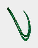 An elegant two-line necklace featuring luminous round emerald beads accented with diamond rondelles, creating timeless sophistication and refined luxury for occasion wear. (STRG380)