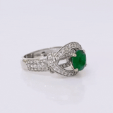 Ring featuring a captivating combination of an emerald-cut round gemstone and dazzling diamond rounds, designed to elevate your style with timeless elegance.(GDR0344)