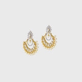 Dazzle with sophistication in our Chandbali-style earrings, featuring mesmerizing diamond polki, radiant diamond rounds, and delicate pearls.(WDN1121)