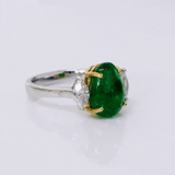 Emerald Cabochon and Fancy Shape Diamond Ring, Embrace the unique beauty of emerald cabochons harmonized with the dazzling sparkle of fancy shape diamonds. (PGDPJ)