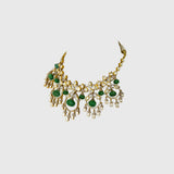 Enchanting necklace and earring pair featuring uncut diamond Polki and sparkling round diamonds, beautifully strung with large Colombian round beads in a graceful chand design—perfect for timeless elegance and royal charm.(WDN1201)