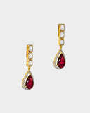 Elegant necklace and earrings with polki and round diamonds, featuring a striking central tourmaline.(WDN1236)