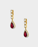 Elegant necklace and earrings with polki and round diamonds, featuring a striking central tourmaline.(WDN1236)