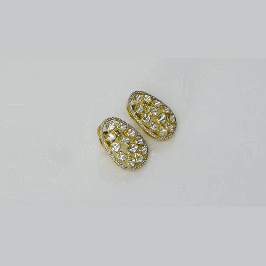 A graceful fusion of Diamond Polki and diamonds, crafted for timeless elegance and sparkle.(WDN1267)