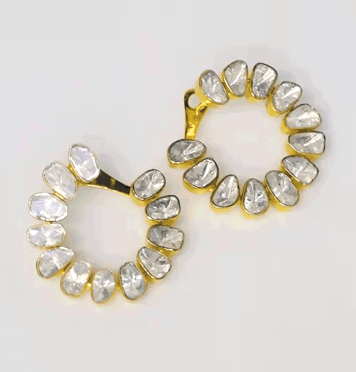 Stunning earrings adorned with Diamond Polki, perfect for adding a touch of luxury to any ensemble.(KME2264)