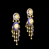 Necklace (hasli) and jhoomki pair in blue meena with 18k gold and  uncut diamonds and pearls , it’s perfect for traditional Indian attire to modern western wear - KMNE2947