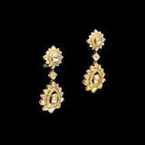 Earring pair with uncut diamond and diamond chakri in 18k gold. - KME2179