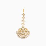 Tikka with Uncut Polki Diamond and Pearls-KMTK0177