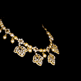 Necklace and Earring pair in pankhi design with open setting of uncut diamond in 18k gold and south sea pearls. - KMNE3172