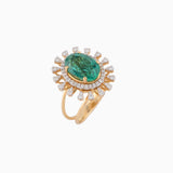 Ring with Emerald Oval c/st, Round cut Diamond - PGDR0182