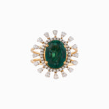 Ring with Emerald Oval c/st, Round cut Diamond - PGDR0182