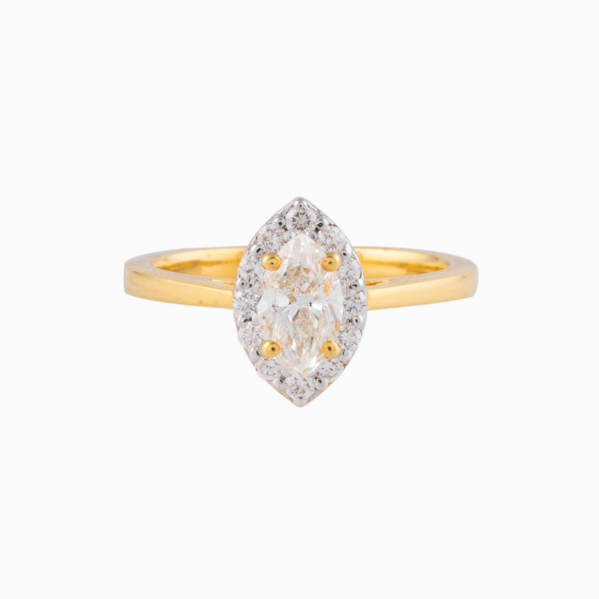 Ring with Round Cut Diamond and Marquise Cut Diamond - WDN961