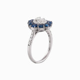 Ring with Round cut Diamond and Blue Sapphire c/st - PGDR0230
