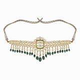 Necklace with Uncut Polki Diamond and Emerald Maniya-KMNE2272