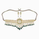 Necklace with Uncut Polki Diamond and Emerald Maniya-KMNE2272