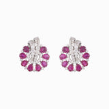 Earring pair with Round Cut Diamondand Ruby c/st-PGDE0198