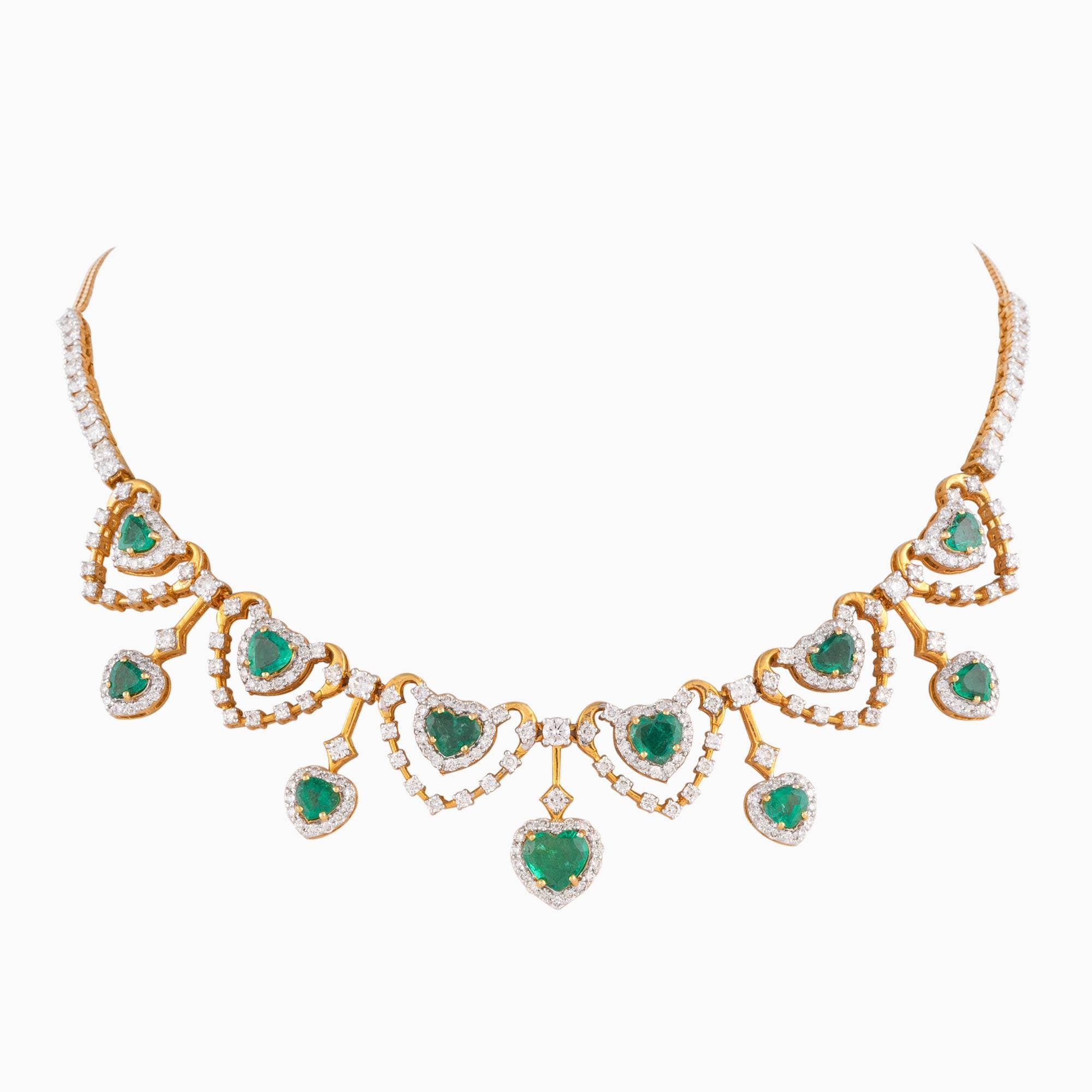 Necklace with Round Cut Diamondand Emerald Cut h/s - WDN844