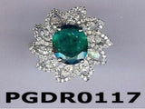 Ring with Oval cut Emerald, Round cut Diamond, Marquise cut Diamond  - PGDR0117