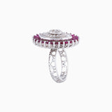 Ring with Round cut Diamond, Begg cut Diamond and Ruby c/st - PGDR072