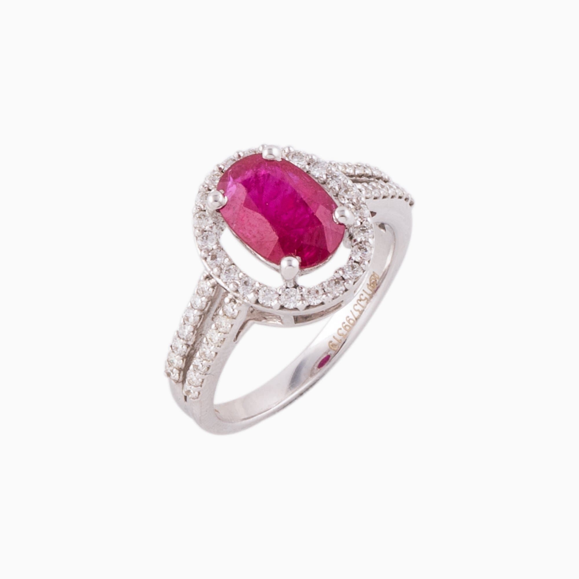 Ring with Round Cut Diamond and Ruby c/st - PGDR0225