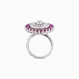 Ring with Round cut Diamond, Begg cut Diamond and Ruby c/st - PGDR072