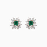 Designer Emerald & Marquise Cut Diamond Solitaire Earrings - PGDE0248