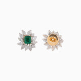 Designer Emerald & Marquise Cut Diamond Solitaire Earrings - PGDE0248