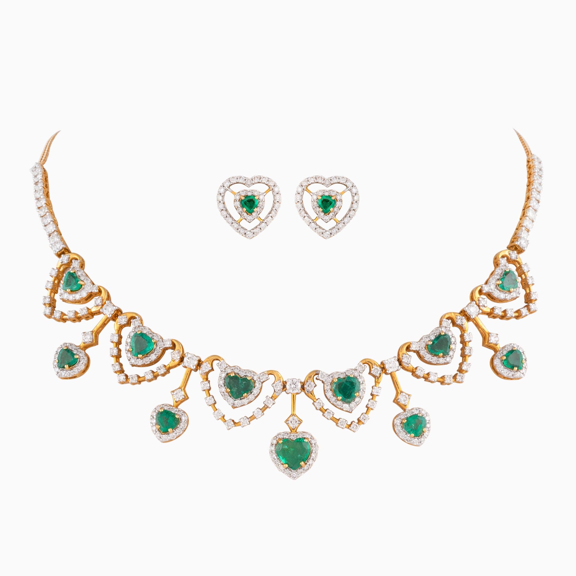 Necklace with Round Cut Diamondand Emerald Cut h/s - WDN844