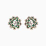 Earring Pair with Round Cut Emerald, Round Cut and Marquise Cut Diamond - PGDE0216