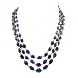 Three line necklace of sapphire maniya in gold wire STRG123