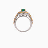 Ring with Round Cut Diamond and Oval Cut Emerald-PGDR0217