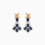 Earring Pair with Round Cut Diamond and Oval Cut Blue Sapphire - WDN865