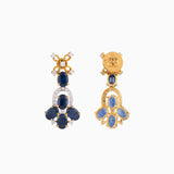 Earring Pair with Round Cut Diamond and Oval Cut Blue Sapphire - WDN865
