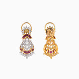18K Gold with Baguette Rubies & Diamonds Earring Pair - GDNE0419
