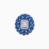 Ring with Round Cut Diamond, Begg Cut Diamond, Blue Sapphire - PGDR0300