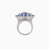 Ring with Round Cut Diamond, Begg Cut Diamond, Blue Sapphire - PGDR0300
