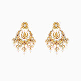Earring Pair with Uncut Polki Diamond, Japanese Pearls and Pearls- KME1776