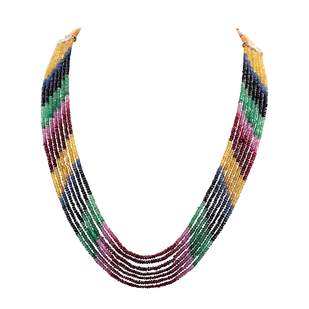 Seven line multi precious beads necklace  STRG260