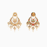 Earring Pair with Uncut Polki Diamond, Japanese Pearls and Pearls- KME1776