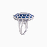 Ring with Round Cut Diamond, Begg Cut Diamond, Blue Sapphire - PGDR0300