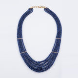 Five line sapphire beads with gold and Diamond bar necklace  STRG225