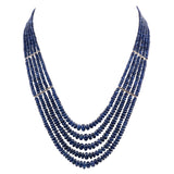 Five line sapphire beads with gold and Diamond bar necklace  STRG225