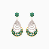 Earring Pair with Round Cut Diamond and Oval Cut Emerald - WDN597