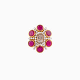 Ring with Uncut Polki Diamond, Round Cut Diamond and Ruby-KMR0112