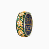 Kada with Green Meena and Uncut Diamond-KMB0482